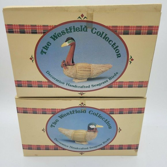 Set of 2 NIB Handcrafted Seagrass Bird Duck - Russ - Picture 2 of 8